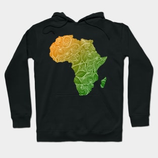 Colorful mandala art map of Africa with text in green and orange Hoodie